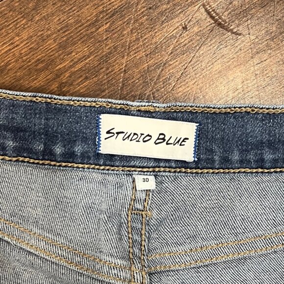 Studio Blue Distressed Girlfriend Boyfriend Baggy High Waisted Jeans 30 - Picture 6 of 9